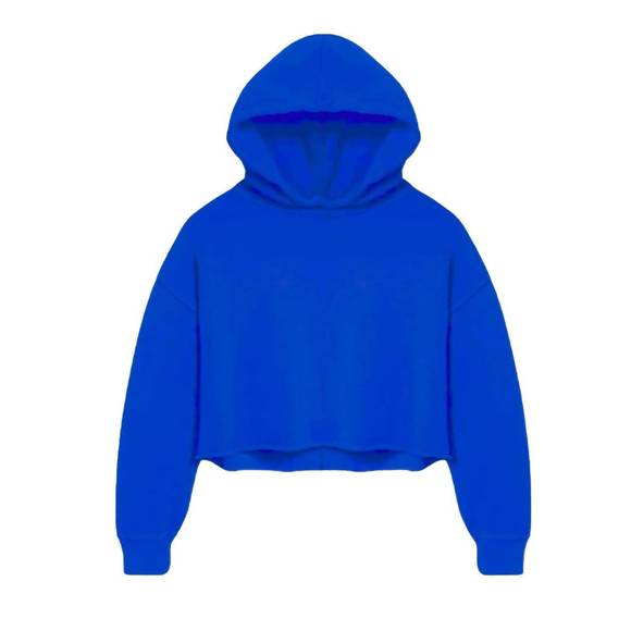 NEW KATIE J NYC girl's shane crop hoodie in cobalt - Picture 1 of 1